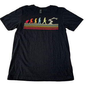 Graphic Tee‎ T-Shirt Men's Small Gildan Evolution of Man to Robot Retro y2k vibe